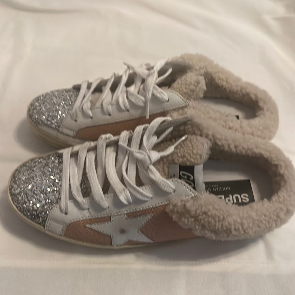 Golden Goose Superstar Sabot with shearling lining, size 38 or US 8